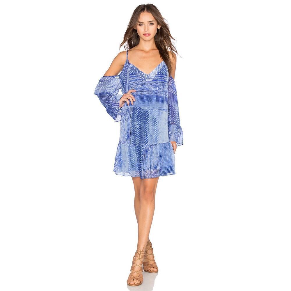 Rory Beca Whim Dress Blue Print Boho Women’s Size L